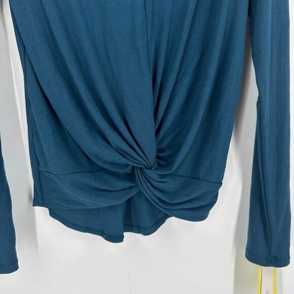 All in Motion NWT Women's LS Ribbed Twist-Front T-Shirt Teal Blue Size S Active - Picture 6 of 11